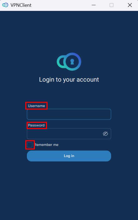 Εφαρμογή K1VPN - οθόνη εισόδου