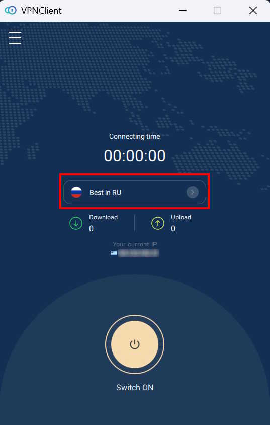 Εφαρμογή K1VPN - επιλογή server