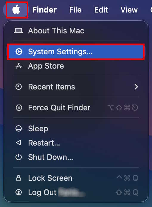 macOS - Apple menu - System Settings