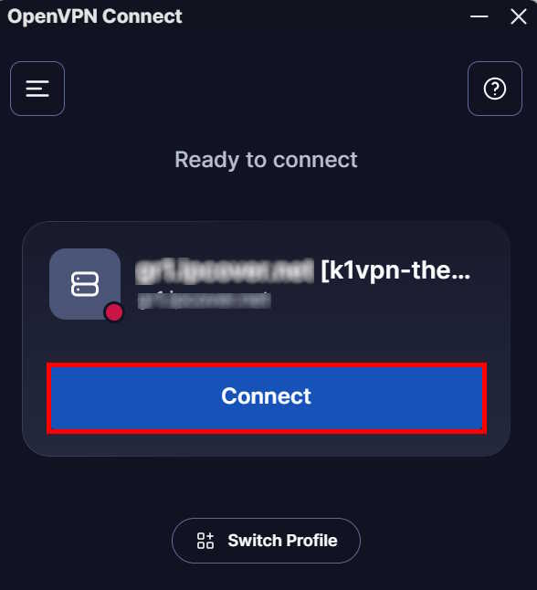 OpenVPN® Connect - τελικό βήμα σύνδεσης