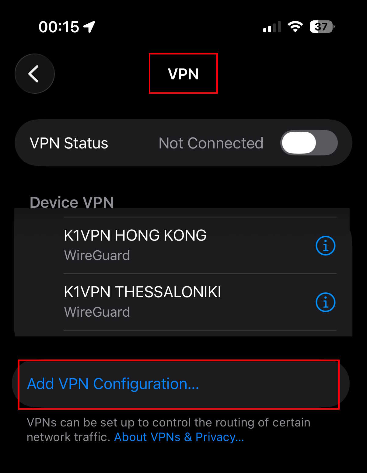 Ρυθμίσεις VPN iOS - Add VPN Configuration