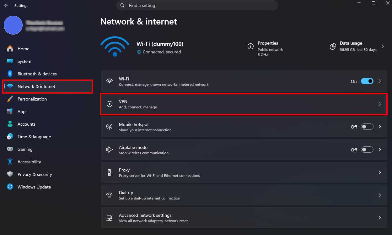 Ρυθμίσεις Windows - Δίκτυο και Internet - VPN